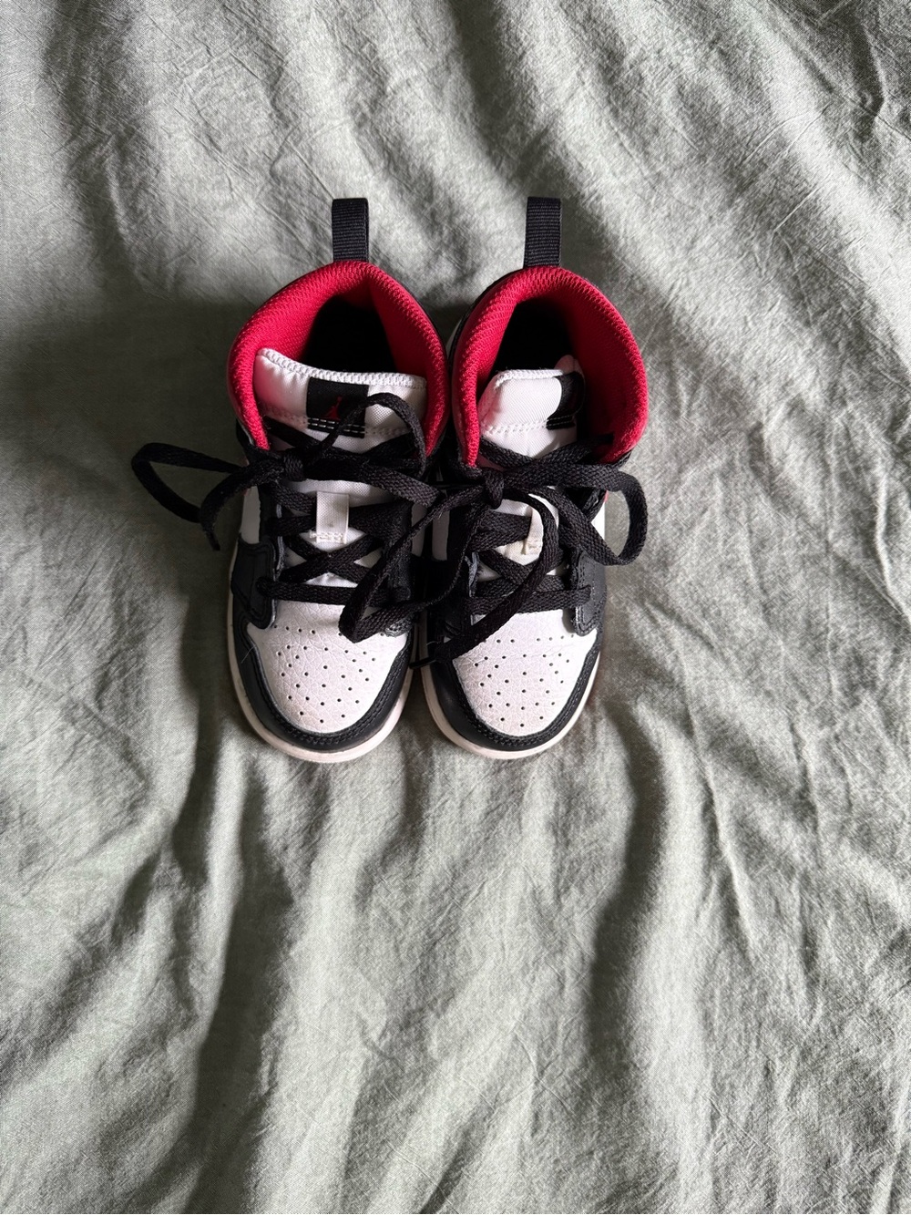 Kids White and Black High-Top Sneakers with red Lining- Nike